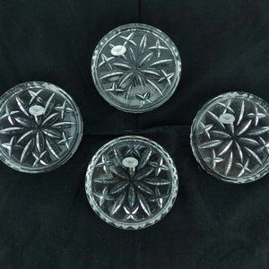 Gorham Full Lead Crystal Coasters Set of 4 Clear Glass Lady Ann Pattern Germany